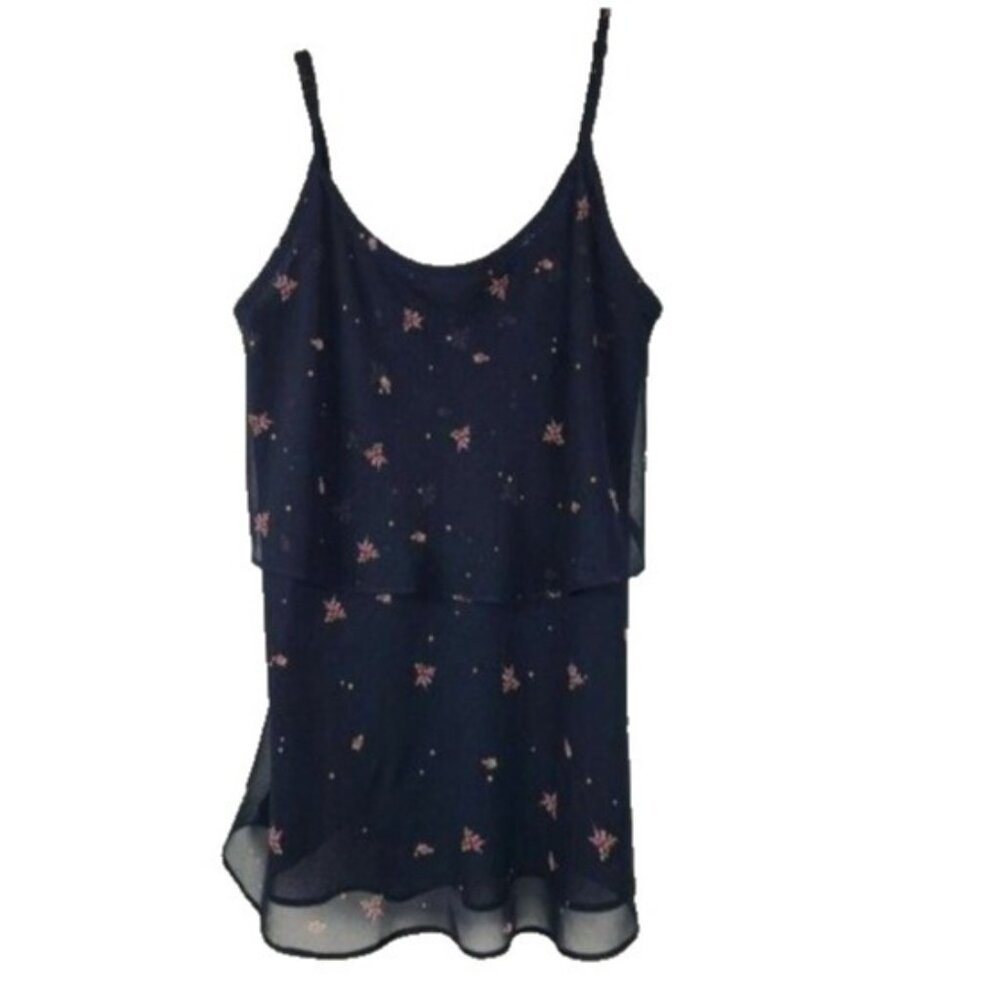 CAbi Womens Cami Tank Top Small Navy Floral Spaghetti Strap Fairy‎ Romantic #795